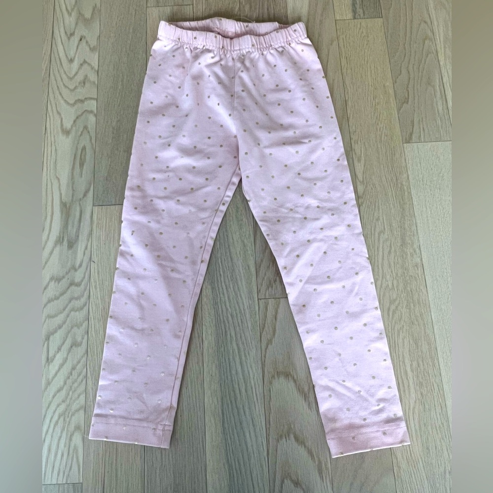 Hanna Andersson pink leggings with gold dots size 4T